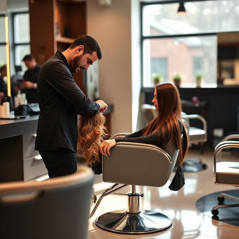 Professional hair styling services in modern salon
